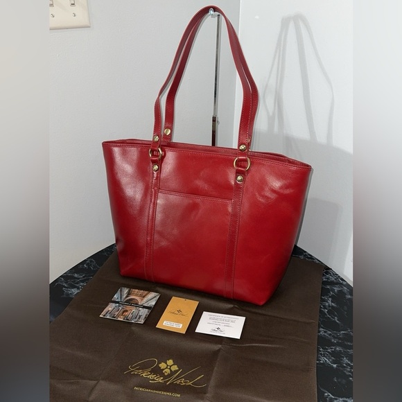 PATRICIA NASH Discovery Leather Bonzano Tote Ruby Red Large Bag AUTHENTIC NWT - Picture 4 of 14